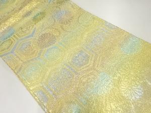 霞取りに菊・花亀甲模様織出し袋帯